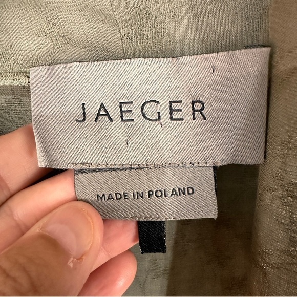 Jaeger Sweater Women Green Open Front Cardigan Floral Shrug Layer Side Split Hem - Picture 2 of 7